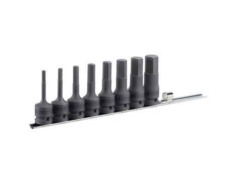 Facom - zestaw nasadek 1/2" trzpieniowych do śrub 6-kątnych, na szynie, 5 mm - NSHM.J8