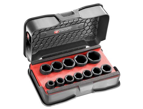 Facom - Zestaw nasadek udarowych  1/2" 6-kątnych, krótkich, 10 - NSS.J12PB