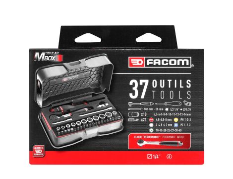 Facom - Zestaw 1/4 Z Akcesoriami - Wkładka Plast - R.161-6M6PB