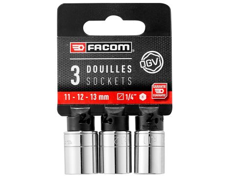 Facom - Zestaw 3 nasadek 1/4" 6-kątnych, 11 - R.LPB