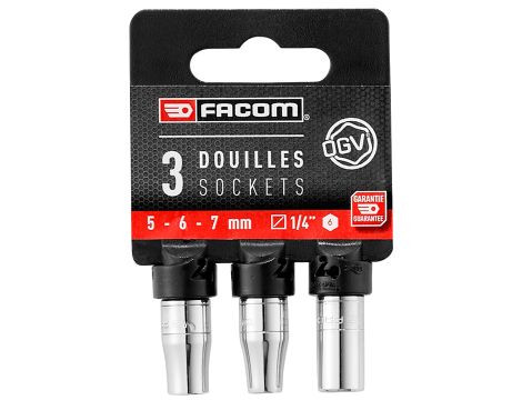 Facom - Zestaw 3 nasadek 1/4" SPLINE, 5 - R.SPB