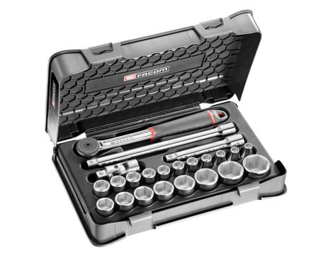 Facom - Zestaw nasadek 1/2" w kasecie, 6-kątnych, 8 mm - S.161-3P6