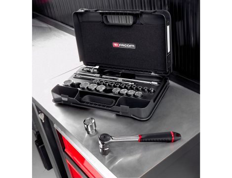 Facom - Zestaw nasadek 1/2 6-K Metr, 21 nasadek - S.161-4P6PB