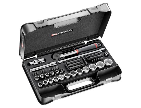 Facom - 48 Elementowy Komplet nasadek 1/2 6 Kątne - S.851