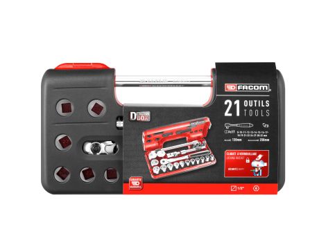 Facom - Zestaw nasadek Z grzechotki 1/2 Nasadki 6-Kątn - SL.DBOX500PB