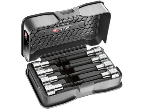 Facom - zestaw nasadek 1/2" trzpieniowych krótkich i długich, XZN® w kasecie, M6 - SV.J8B