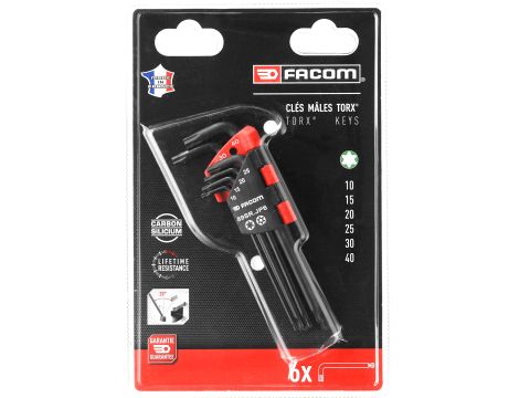 Facom - Zestaw kluczy trzpieniowych zagiętych Resistorx, długich z kulką, TT10 - 89SR.JP6PB