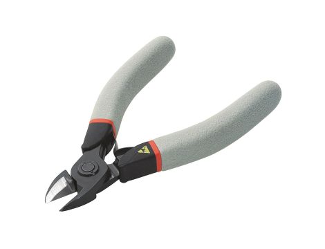 Facom - szczypce ESD tnące z główką ostrołukową, duża rozwartość, cięcie półosiowe, Ø CuNi 0,3 – 2,0 mm - 415.E