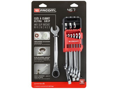 Facom - Zestaw 10 Kluczy Z grzechotkiotką - 467B.JP10PB