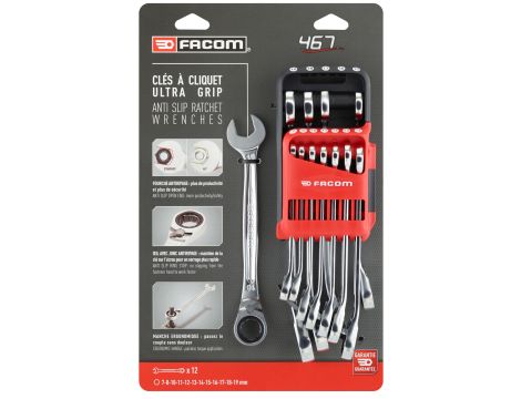 Facom - Zestaw 12 Kluczy Z grzechotkiotką - 467B.JP12PB