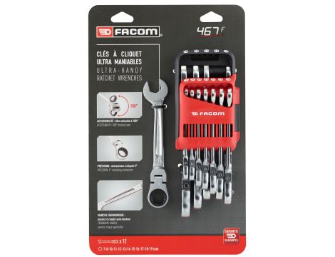 Facom - Zestaw 12 Kluczy Płask-Oczk Z Przeg - 467BF.JP12PB