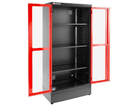 Facom - Szafa 2-drzwiowa Jetline+, drzwi przeszklone, 3 półki, czerwona - JLS3-A1000PV