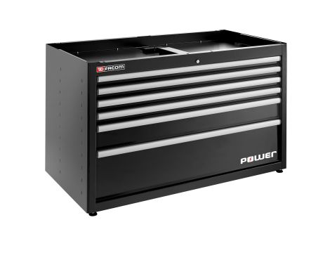 Facom - Szafka niska Jetline+, podwójna z szufladą zasilającą, czarna - JLS3-MBDPOWERBS