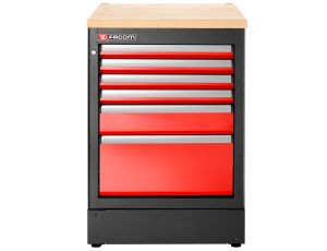 Facom - Szafka niska Jetline+, pojedyncza, 6 szuflad, czerwona - JLS3-MBS6T