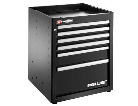 Facom - Szafka niska Jetline+, z szufladą zasilającą, czarna - JLS3-MBSPOWERBS