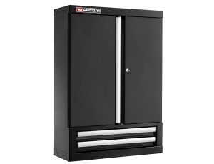 Facom - Szafka wisząca Jetline+, pojedyncza z drzwiami pełnymi, 2 szuflady, czarna - JLS3-2202BS