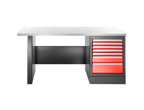 Facom - Stół warsztatowy 2182 mm, blat metalowy, 7 szuflad, wysoki - JLS3-2MS7DH
