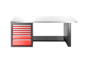 Facom - Stół warsztatowy 2182 mm, blat metalowy, 7 szuflad, niski - JLS3-2MS7DL