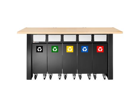 Facom - Zestaw 5 pojemników do segregacji odpadów Jetline+, z klapami wrzutowymi - JLS3-5BINS