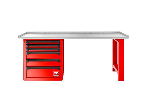 Facom - Stół warsztatowy 2000 mm, blat ocynkowany, 6 szuflad, czerwony - RWS2-2MG6D