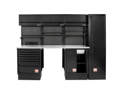 Facom - Zestaw mebli ROLL, 2710 mm, blat ocynkowany, czarny - RWS2-8BS