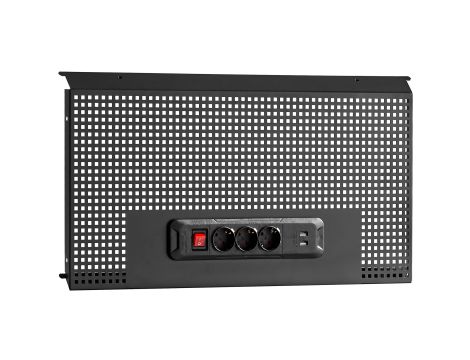 Facom - Tablica perforowana do zawieszania na ścianie ROLL, 1 moduł + zestaw gniazdek i USB, czarna - RWS2-PPAV1USBBS