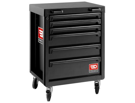 Facom - Szafka na kółkach ROLL, 6 szuflad, czarna - RWS2-ROLL6M3ABS