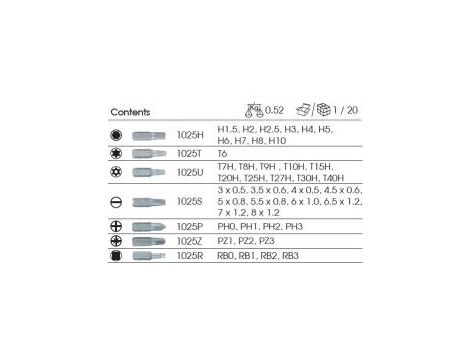 King Tony - ZESTAW BITÓW 1/4" 42cz. PŁASKIE 3 - 8mm, PH0 - PH3, PZ1 - PZ3, HEX 1,5 - 10mm, TORX T6 - T40, KWADRAT R0 - R3, KASETA - 1042CQ