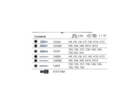 King Tony - ZESTAW BITÓW 10mm 43cz. Z UCHWYTEM UDAROWYM 414710M, HEX 4 - 12mm, TORX T20 - T60, SPLINE 5 - 12mm, KASETA - 1043CQ