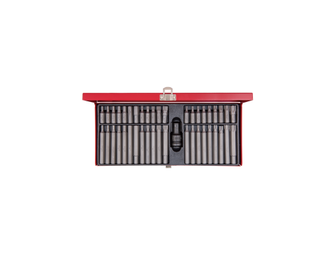 King Tony - ZESTAW BITÓW 10mm 43cz. Z UCHWYTEM UDAROWYM 414710M, HEX 4 - 12mm, TORX T20 - T60, SPLINE 5 - 12mm, KASETA - 1043CQ - 2