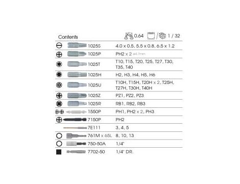 King Tony - ZESTAW BITÓW DO WKRĘTARKI 1/4" 45cz., BITY HEX, TORX, PH, PZ, PŁASKIE, NASADOWE, KWADRAT, WIERTŁA - 1045MR