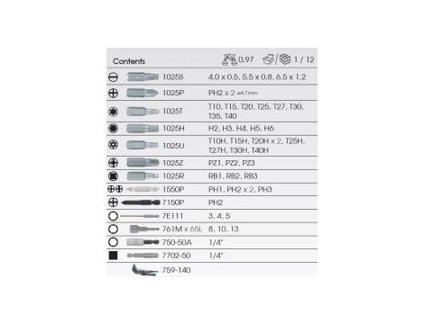 King Tony - ZESTAW BITÓW DO WKRĘTARKI 1/4" 45cz., BITY HEX, TORX, PH, PZ, PŁASKIE, NASADOWE, KWADRAT, WIERTŁA, UCHWYTY - 1045MR01-EB - 3