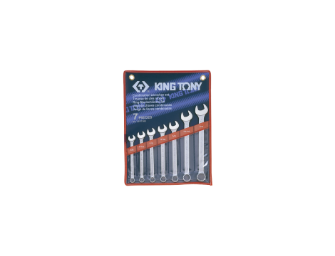 King Tony - ZESTAW KLUCZY PŁASKO-OCZKOWYCH CALOWYCH 3/8 - 3/4" 7cz., ETUI - 1207SR