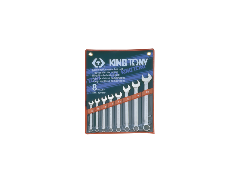 King Tony - ZESTAW KLUCZY PŁASKO-OCZKOWYCH 8cz. 10 -22mm, ETUI - 1208MR