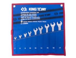 King Tony - ZESTAW KLUCZY PŁASKO-OCZKOWYCH 9cz. 7 - 17mm, ETUI - 1209MRN