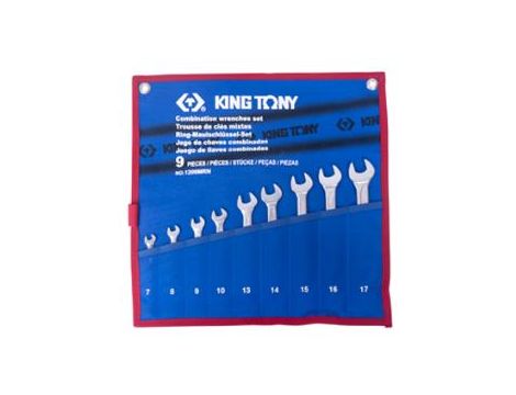 King Tony - ZESTAW KLUCZY PŁASKO-OCZKOWYCH 9cz. 7 - 17mm, ETUI - 1209MRN