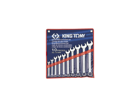 King Tony - ZESTAW KLUCZY PŁASKO-OCZKOWYCH 10cz. 8 -24mm. ETUI - 1210MR