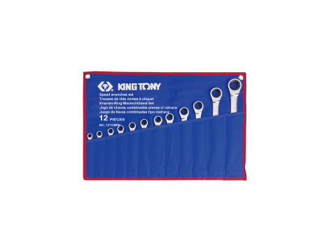 King Tony - ZESTAW KLUCZY PŁASKO-OCZKOWYCH Z GRZECHOTKĄ JEDNOKIERUNKOWĄ 12cz. 8 - 24mm, ETUI - 12112MRN