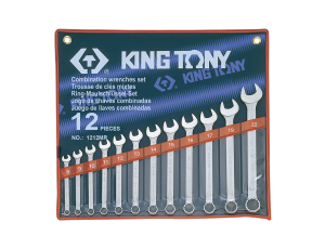 King Tony - ZESTAW KLUCZY PŁASKO-OCZKOWYCH 12cz. 8 - 22mm, ETUI - 1212MR