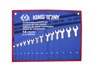 King Tony - ZESTAW KLUCZY PŁASKO-OCZKOWYCH 14cz. 6 - 19mm, ETUI - 1214MRN05