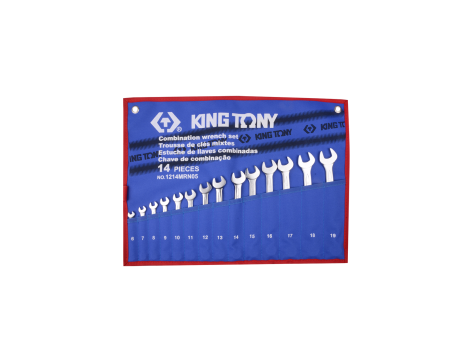 King Tony - ZESTAW KLUCZY PŁASKO-OCZKOWYCH 14cz. 6 - 19mm, ETUI - 1214MRN05
