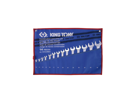 King Tony - ZESTAW KLUCZY PŁASKO-OCZKOWYCH CALOWYCH 3/8" - 1-1/4", 14cz. ETUI - 1214SRN01