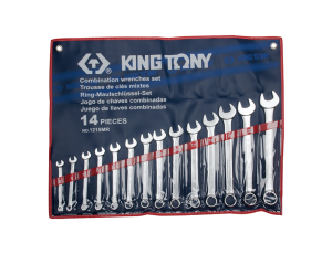 King Tony - ZESTAW KLUCZY PŁASKO-OCZKOWYCH 14cz. 8 - 24mm, ETUI - 1215MR