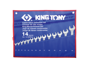 King Tony - ZESTAW KLUCZY PŁASKO-OCZKOWYCH 14cz. 8 - 24mm, ETUI - 1215MRN01
