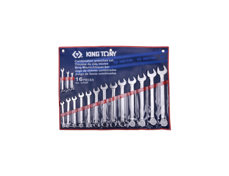 King Tony - ZESTAW KLUCZY PŁASKO-OCZKOWYCH CALOWYCH 1/4" - 1-1/4", 16cz. ETUI - 1216SR