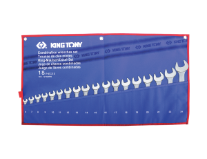 King Tony - ZESTAW KLUCZY PŁASKO-OCZKOWYCH 18cz. 6 - 24mm, ETUI - 1218MRN