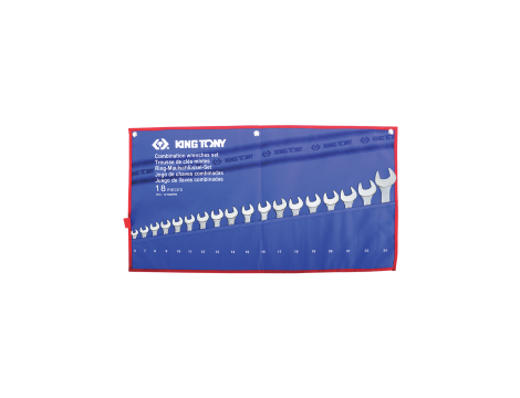 King Tony - ZESTAW KLUCZY PŁASKO-OCZKOWYCH 18cz. 6 - 24mm, ETUI - 1218MRN