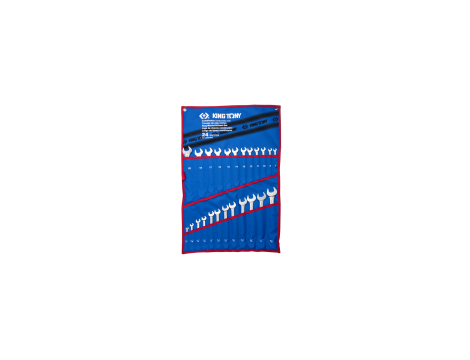 King Tony - ZESTAW KLUCZY PŁASKO-OCZKOWYCH METRYCZNYCH I CALOWYCH 24cz. 7 - 22mm ORAZ 1/4" - 15/16", ETUI - 1224CRN