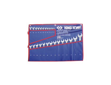 King Tony - ZESTAW KLUCZY PŁASKO-OCZKOWYCH 26cz. 6 - 32mm, ETUI - 1226MRN
