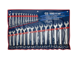King Tony - ZESTAW KLUCZY PŁASKO-OCZKOWYCH 26cz. 6 - 32mm, ETUI Z MATERIAŁU - 1266MR